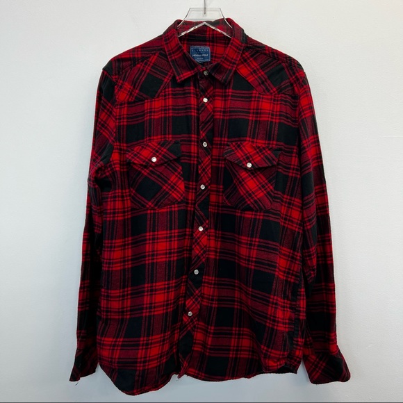 Jackson Hole Other - Jackson Hole Red Black Plaid Flannel Button Down Shirt Pearl Snap Button (XL)